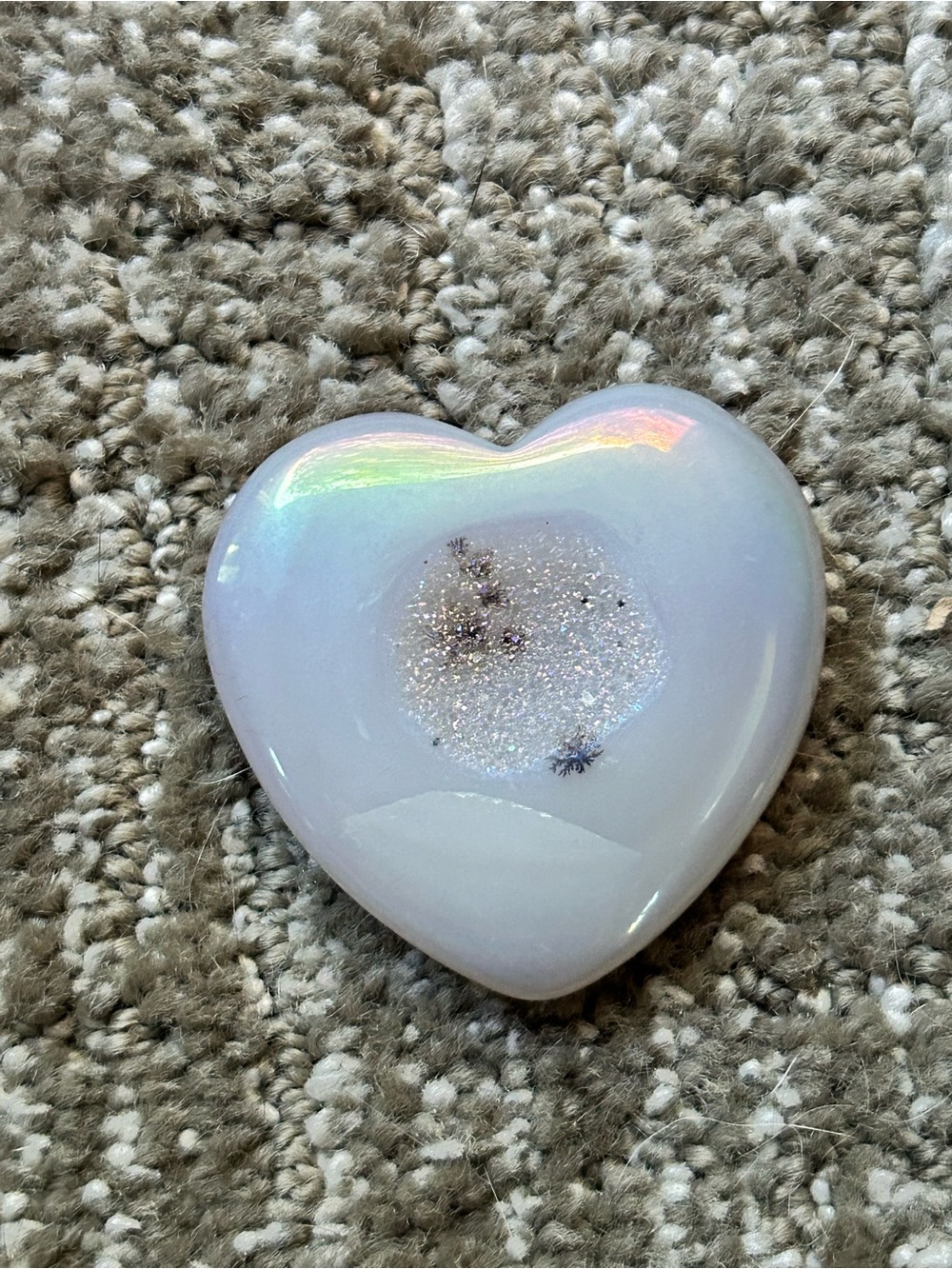 Iridescent Angel Aura Heart Druzy Stone